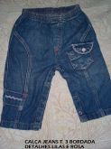 CALÇA JEANS T. 3 BORDADA